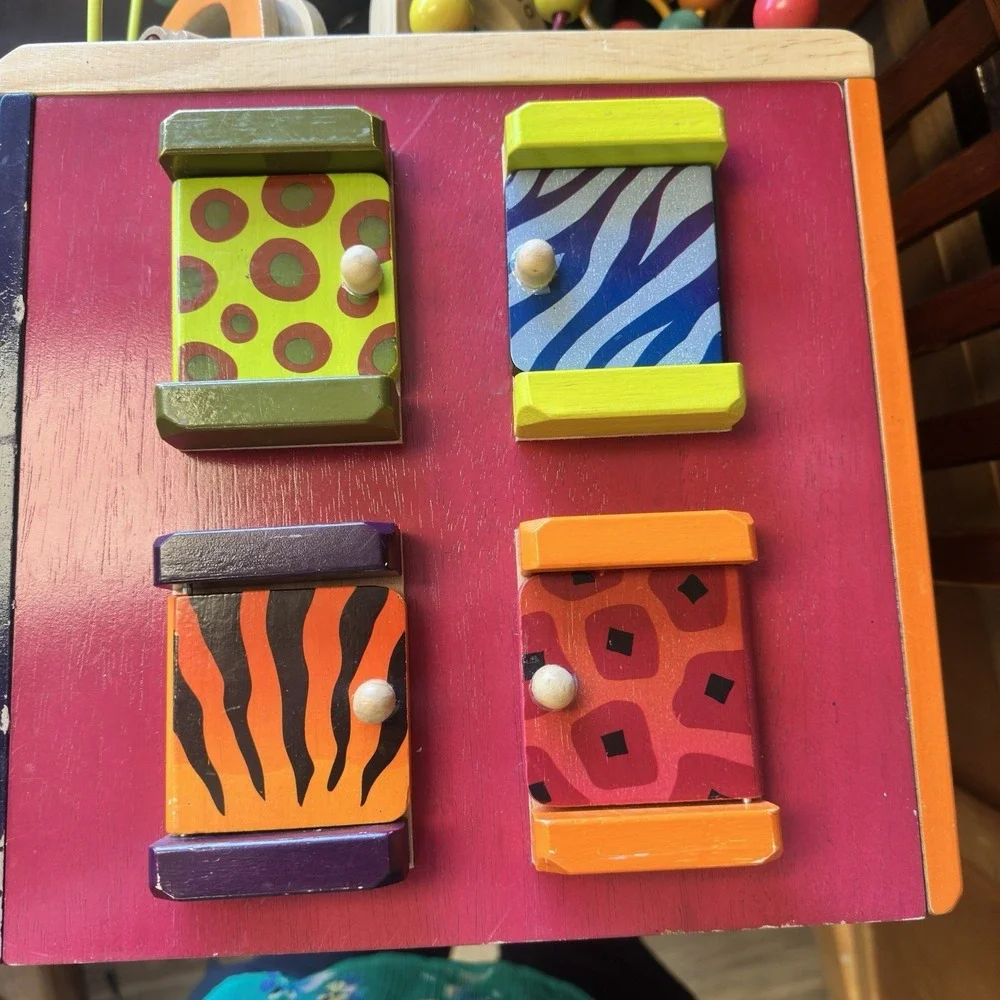 Battat Just B B You Zany Zoo Wooden Activity Cube Educational Preschool Play Fun